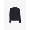Tom Ford Mens Black Henley Ribbed Relaxed-fit Cotton-blend T-shirt In Black