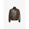 Tom Ford Mens Hunter Green Shiny Ribbed-trim Leather Bomber Jacket In Green