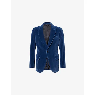 Tom Ford Mens Indigo Single-breasted Cotton-velvet Evening Jacket In Blue