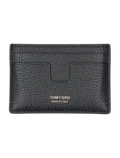 Tom Ford Mens Leather Logo Printed Cardholder For Fashion Lovers In Black