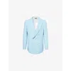 Tom Ford Mens Sequins Double-breasted Wool-blend Blazer Light Blue In Blue