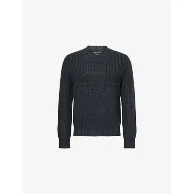 TOM FORD MENS TOM FORD CREWNECK KNITTED WOOL CASHMERE BLEND JUMPER