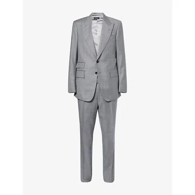 Tom Ford Mens Light Grey Shelton Single-breasted Wool Suit In Gray