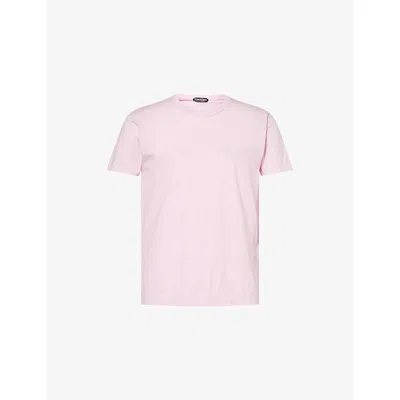 TOM FORD MENS LIGHT ROSE RELAXED-FIT CREW-NECK COTTON AND SILK-BLEND T-SHIRT