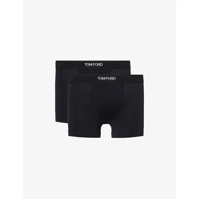 Tom Ford Mens Logo-waistband Cotton-blend Boxer Briefs Black Xl