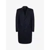 Tom Ford Mens Midnight Blue. Notched-lapel Long-sleeve Wool Cashmere Blend Overcoat In Blue