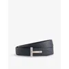 Tom Ford Mens Navy Black Reversible Leather Belt