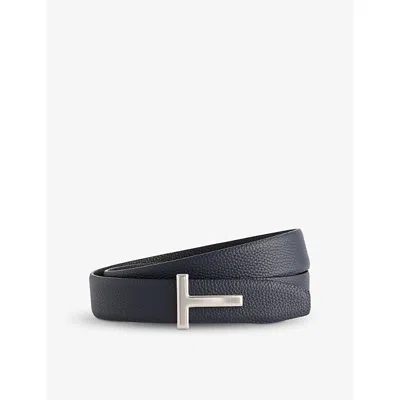 Tom Ford Mens Navy Black Reversible Leather Belt