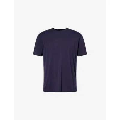 Tom Ford Mens Navy Blazer Short-sleeve Lyocell And Cotton-blend T-shirt In Black