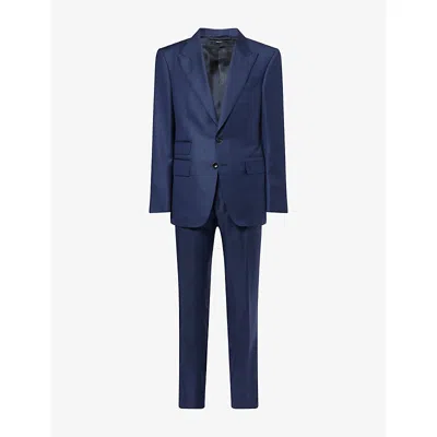 Tom Ford Mens Navy Shelton Single-breasted Wool Suit In Blue