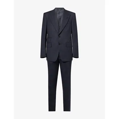 Tom Ford Mens Navy Shelton Single-breasted Wool Suit In Blue