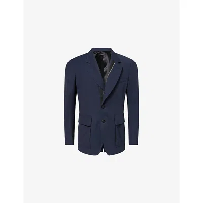 Tom Ford Mens Navy Single-breasted Zip-up Cotton-twill Blazer In Blue