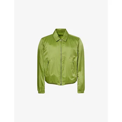 Tom Ford Mens Olive Reversible Leather And Nylon Jacket In Green