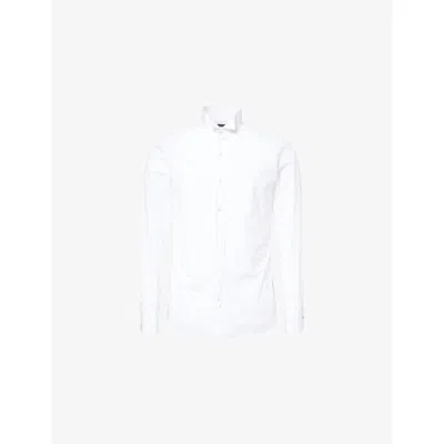 Tom Ford Mens Optical White. Evening Plissé Cotton-poplin Shirt
