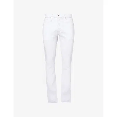 Tom Ford Mens Optical White Texured Straight-leg Denim-blend Jeans