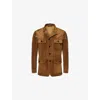 Tom Ford Mens Pecan Military Flap-pocket Suede Military Jacket In Brown