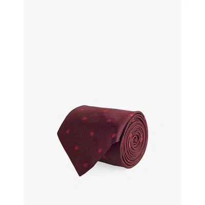 Tom Ford Mens Polka Dot Silk Tie Burgundy