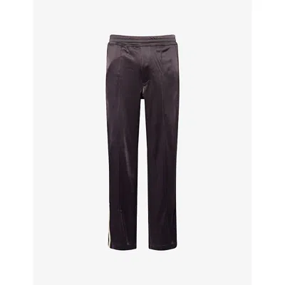 Tom Ford Mens Prune Contrast-striped Relaxed-fit Woven Joggers In Purple
