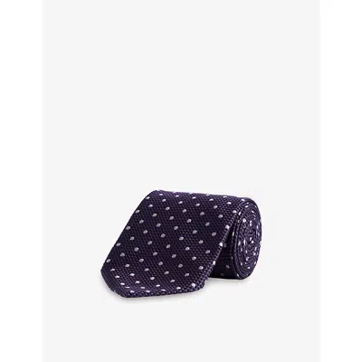 Tom Ford Mens Geometric-pattern Silk Tie Prune In Purple