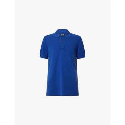 Tom Ford Mens Royal Blue Short-sleeve Piquet Cotton-blend Polo Shirt