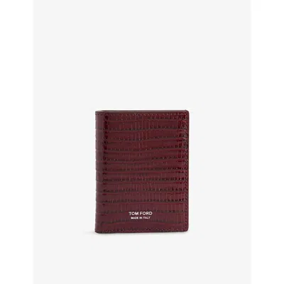 Tom Ford Mens Classic Leather Bifold Wallet Ruby Red