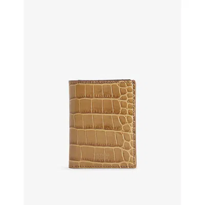 Tom Ford Mens Safari Beige Croc-embossed Bi-fold Leather Card Holder In Brown