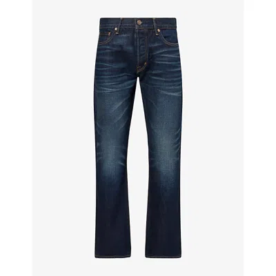 Tom Ford Mens Selvedge Straight-leg Cotton-blend Jeans Indigo In Blue
