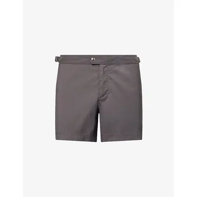 Tom Ford Mens Shadow Micro Compact Poplin Swim Shorts In Gray