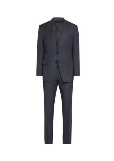 TOM FORD MENS SHELTON PRINCE OF WALES SUIT IN NAVY