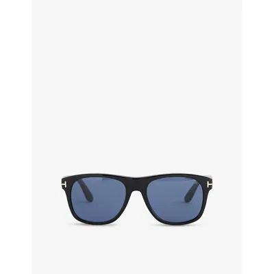 TOM FORD MENS TF128401V MARLON SQUARE-FRAME ACETATE SUNGLASSES SHINY BLACK /BLUE