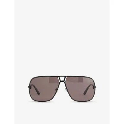 Tom Ford Mens Shiny Black Tf1204 Stavros Pilot-frame Metal Sunglasses