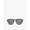 Tom Ford Mens Tf90401a Aurele Round-frame Acetate Sunglasses Shiny Black In Black