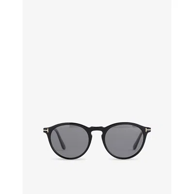 Tom Ford Mens Tf90401a Aurele Round-frame Acetate Sunglasses Shiny Black