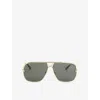 Tom Ford Mens Shiny Deep Gold Tf1204 Stavros Pilot-frame Metal Sunglasses