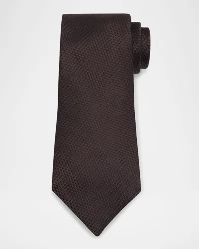 Tom Ford Mens' Silk Basketweave Tie In Chocolate
