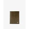 Tom Ford Mens Brand-plaque Leather Folding Cardholder Slate In Brown