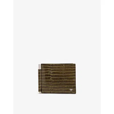 Tom Ford Mens Money Clip Leather Wallet Slate