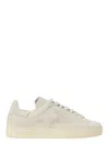 Tom Ford Leather Warwick Sneakers Rubber Sole Perforated Detailing In Beige