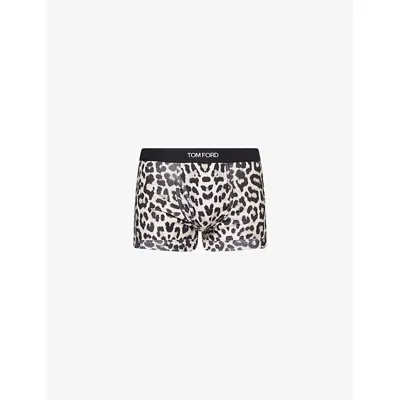 Tom Ford Mens Snow Leopard Cheetah-print Stretch-cotton Boxer Briefs In Animal Print