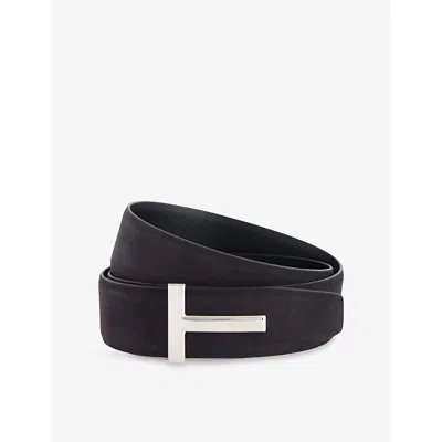 Tom Ford Mens Black T-icon Reversible Leather Belt