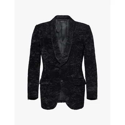 Tom Ford Mens Textured Silk Blazer Black