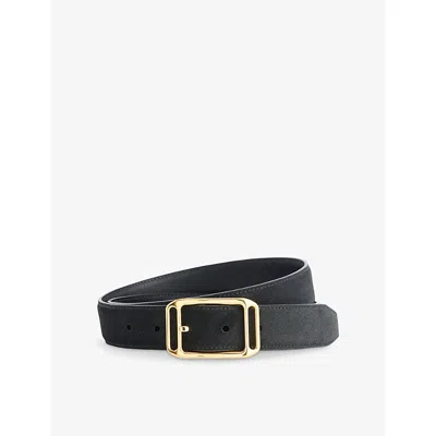 Tom Ford Mens Black Branded-buckle Suede Belt