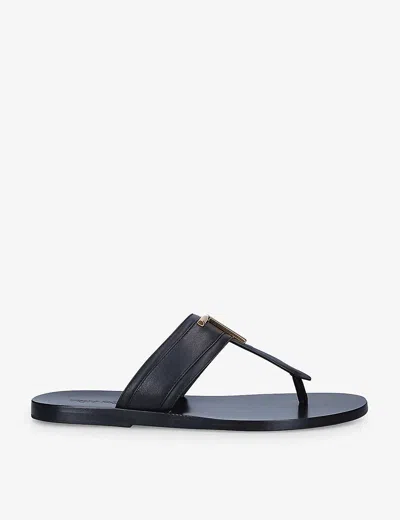 TOM FORD MENS TOM FORD BRIGHTON LOGO-PLAQUE LEATHER SANDALS,53017599