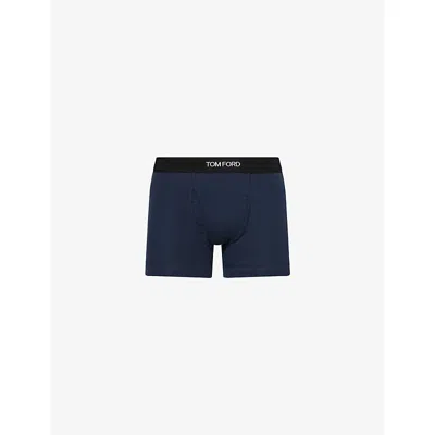 Tom Ford Mens Navy Classic Cotton-jersey Boxer Briefs In Blue