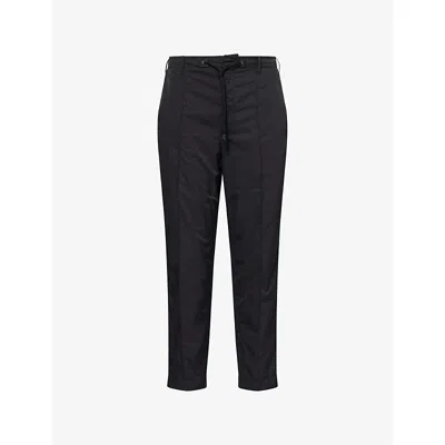 Tom Ford Mens Black Drawstring Tapered-leg Woven Trousers