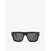 Tom Ford Fausto Square Frame Sunglasses In Shiny Black