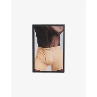 TOM FORD MENS CHOCOLATE LOGO-WAISTBAND CLASSIC-FIT STRETCH COTTON-JERSEY BOXERS
