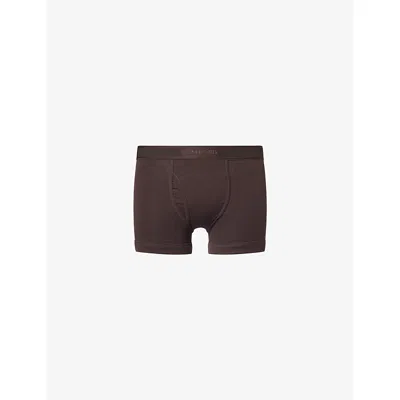 Tom Ford Mens  Logo-waistband Cotton-jersey Boxer Briefs In Chocolate