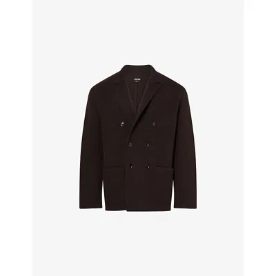 Tom Ford Mens Deep Chocolate Notch-lapels Relaxed-fit Cashmere-blend Blazer In Brown