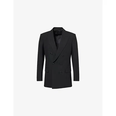 Tom Ford Mens Black Peak-lapels Regular-fit Wool Blazer